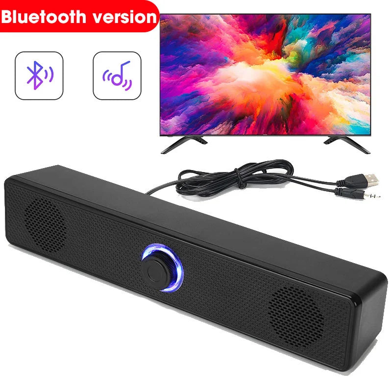 PC Soundbar Wired and Wireless Bluetooth Speaker USB Powered Soundbar for TV Pc Laptop Gaming Home Theater Surround Audio System