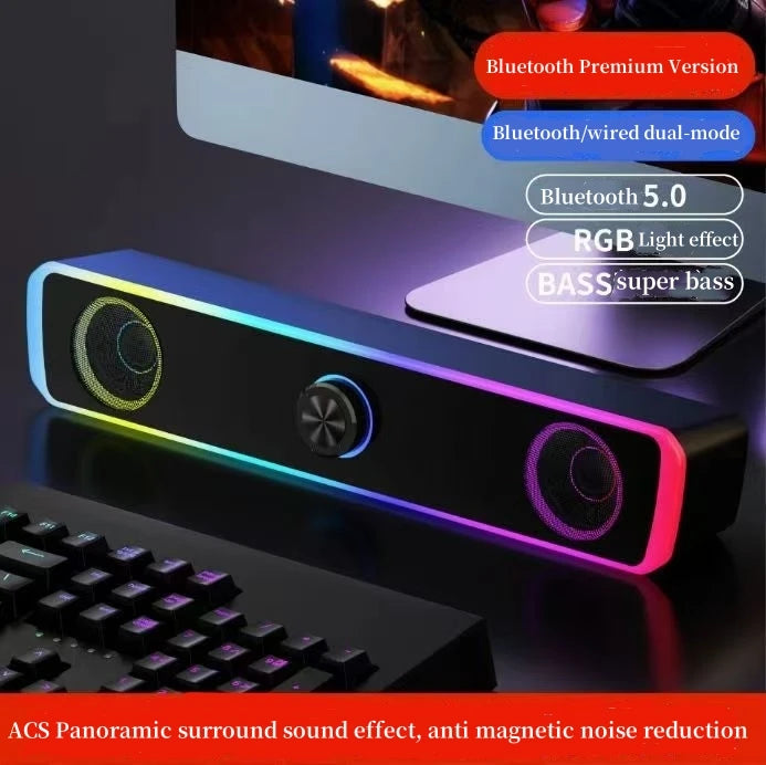 PC Soundbar Wired and Wireless Bluetooth Speaker USB Powered Soundbar for TV Pc Laptop Gaming Home Theater Surround Audio System