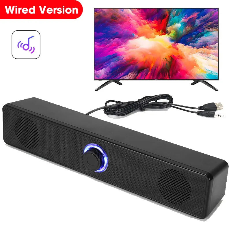 PC Soundbar Wired and Wireless Bluetooth Speaker USB Powered Soundbar for TV Pc Laptop Gaming Home Theater Surround Audio System