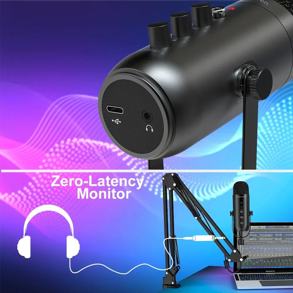 Zealsound Professional USB Streaming Podcast Microphone with Boom Arm